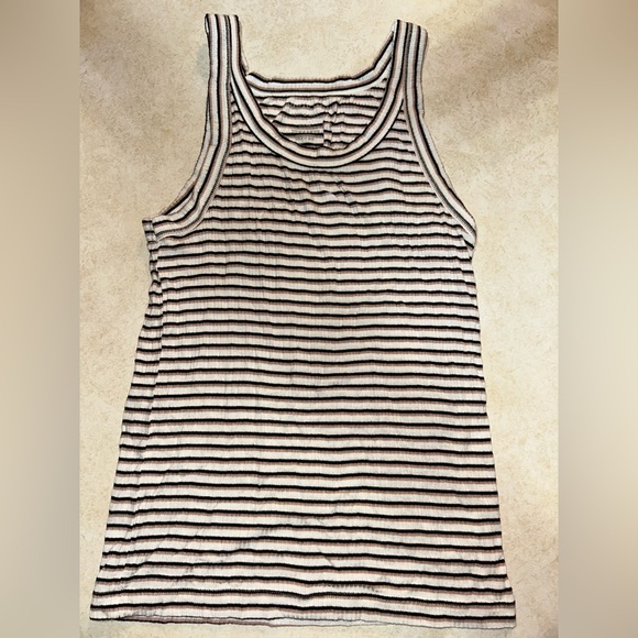 American Eagle Outfitters Black White Brown Striped Tank Top - Picture 1 of 3